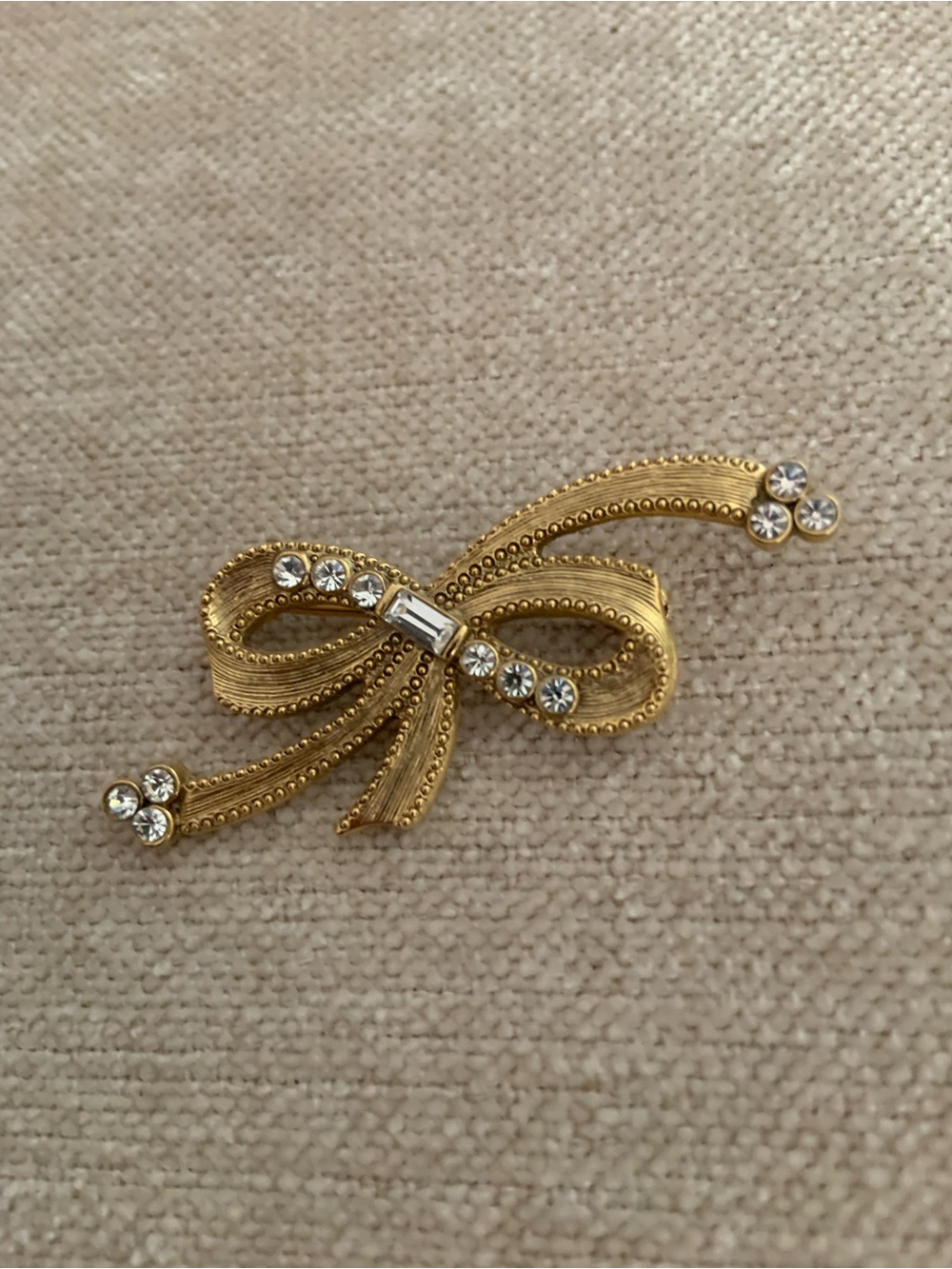 Gold Bow Crystal Brooch for Women